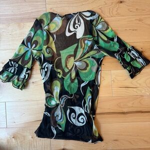 Sheer Multicolor Wrap Top